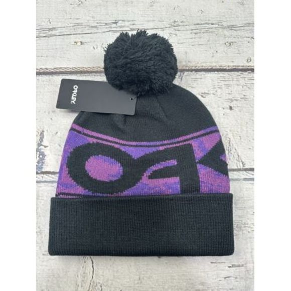 Oakley Other - New Oakley Factory Cuff Adult Blackout Beanie Purple Oakley Decal Winter Ski Hat